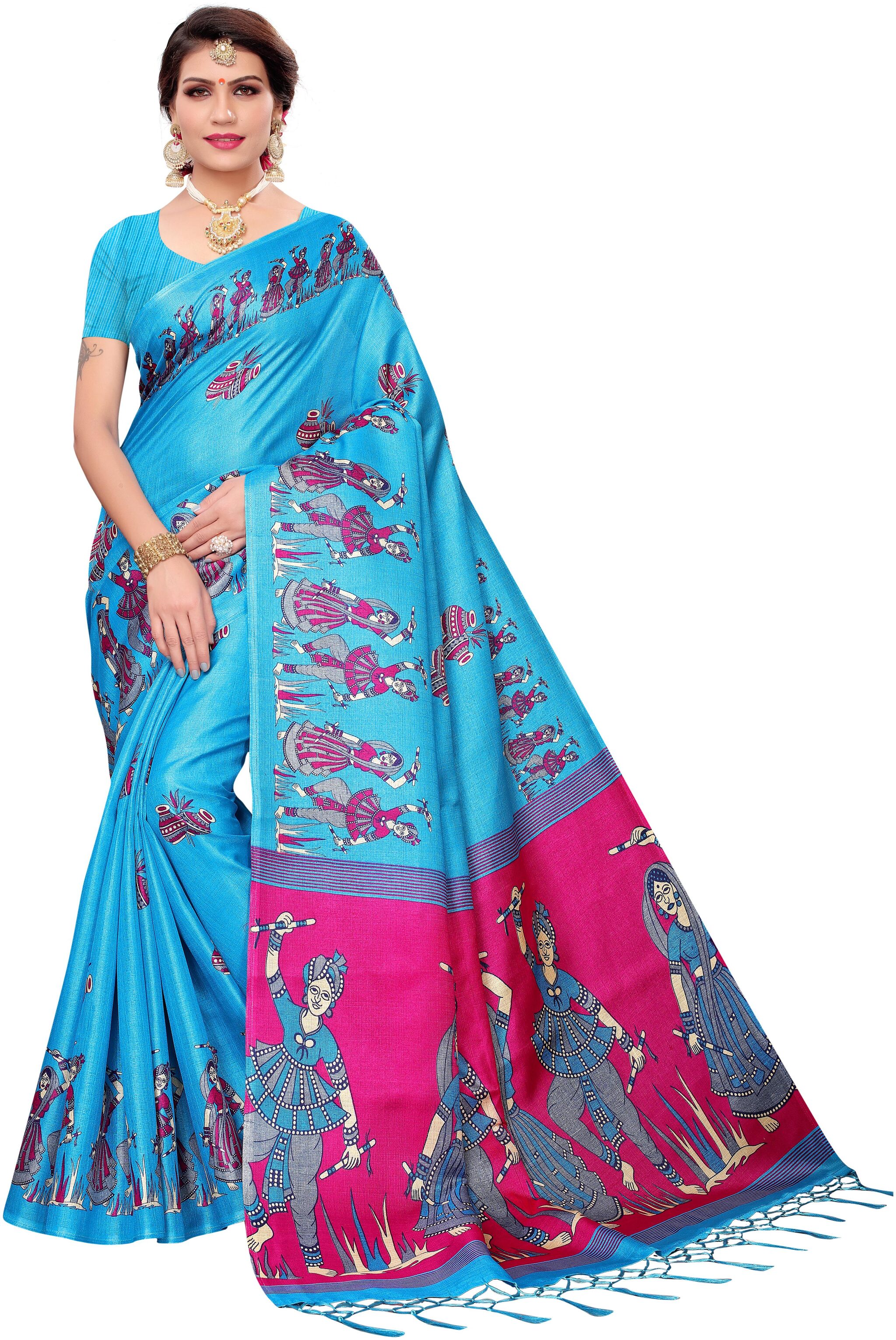 

Indian Beauty Blended Universal Work Saree Turquoise