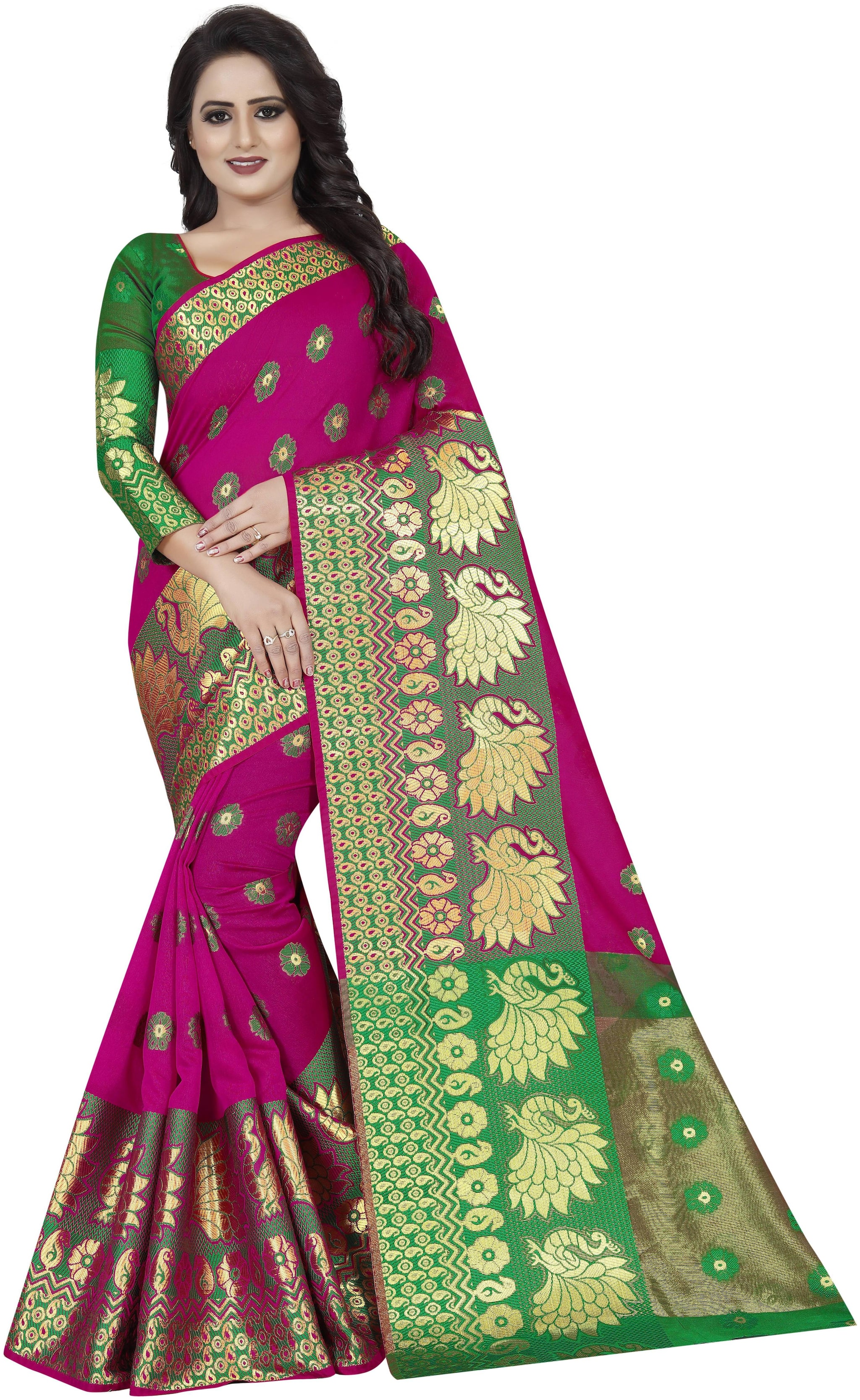 

INDIAN BEAUTIFUL Pink Woven Banarasi Designer Saree With Blouse With blouse