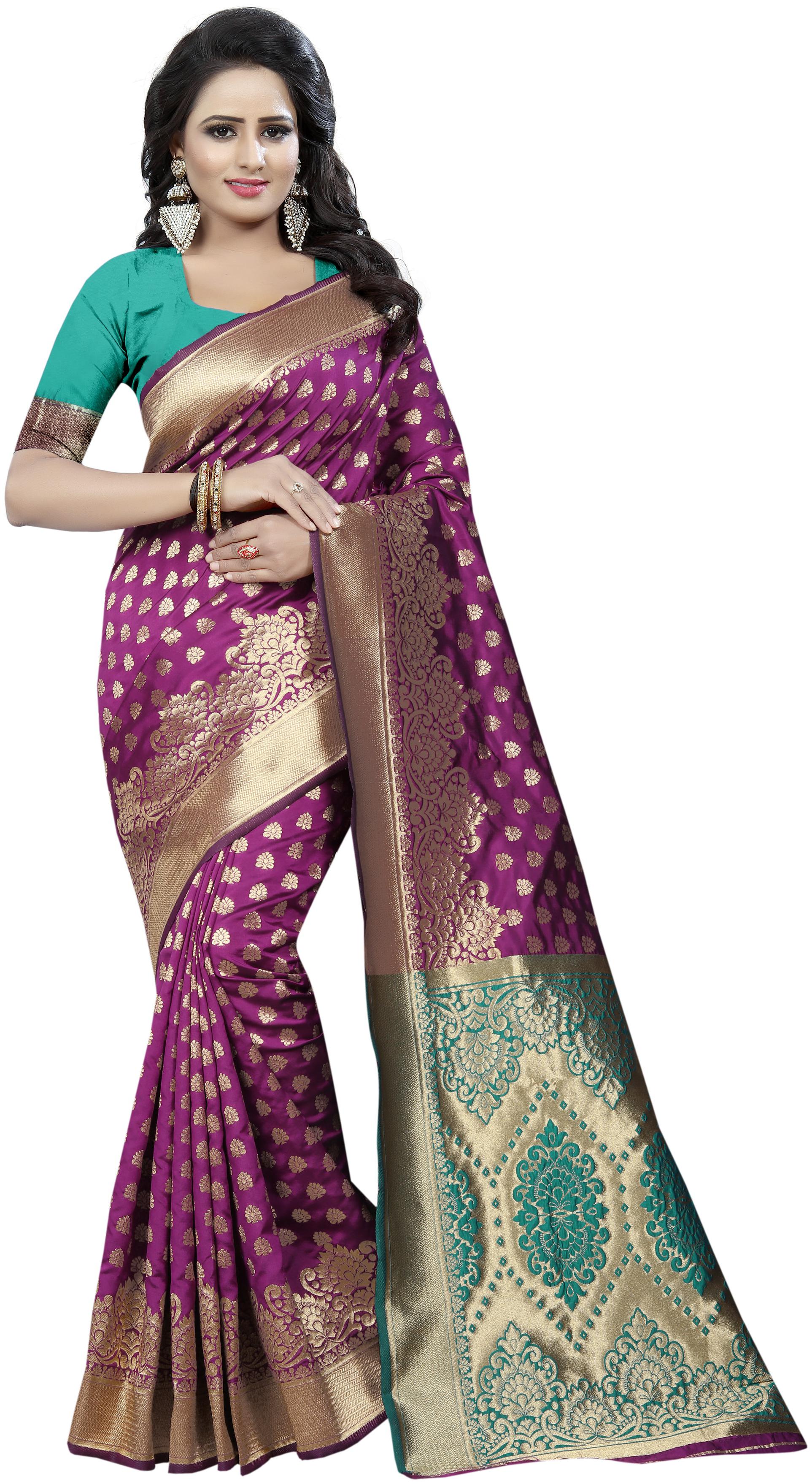 

INDIAN BEAUTIFUL Maroon Woven Banarasi Designer Saree With Blouse With blouse