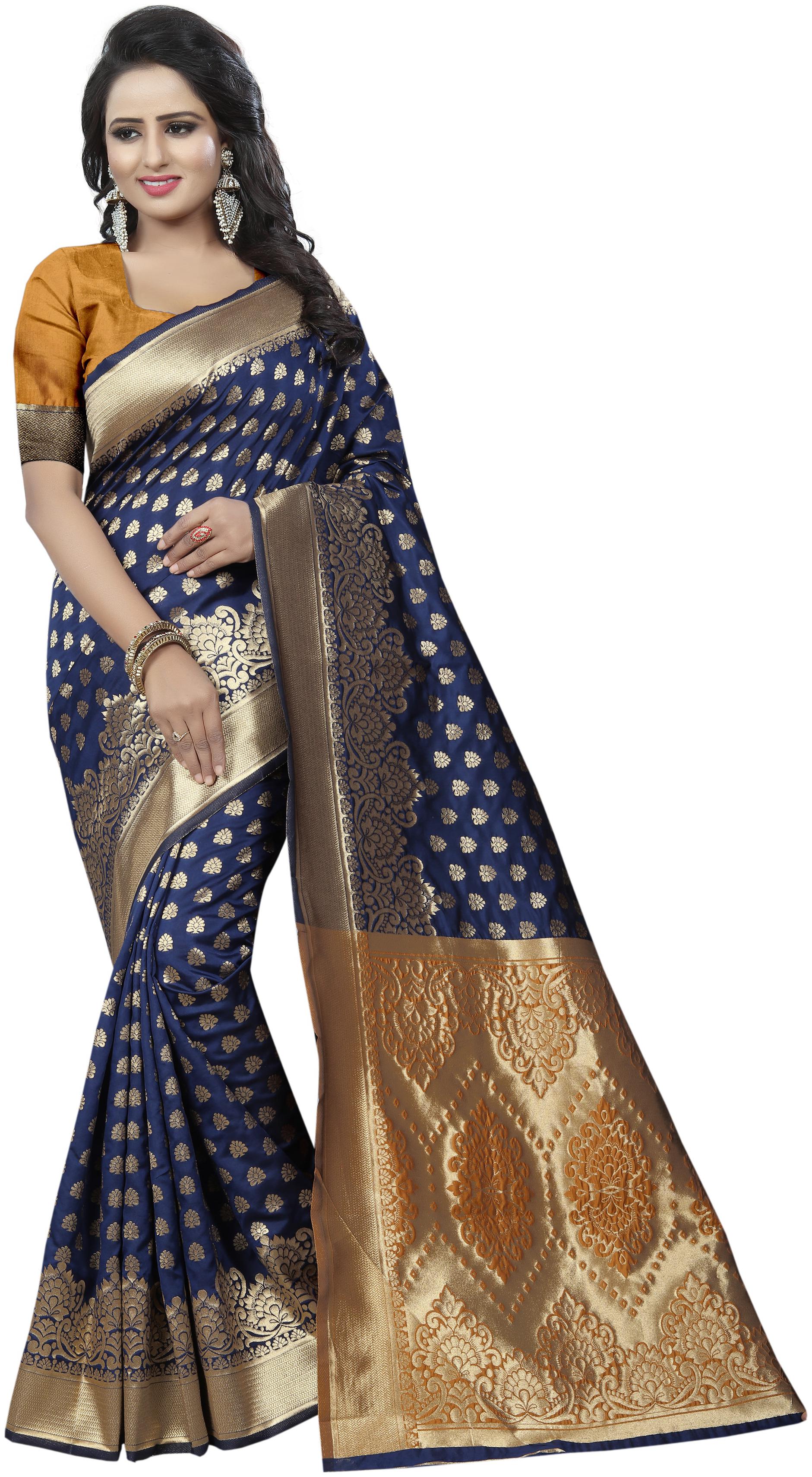 

INDIAN BEAUTIFUL Blended Casual No Work Designer Saree Multi