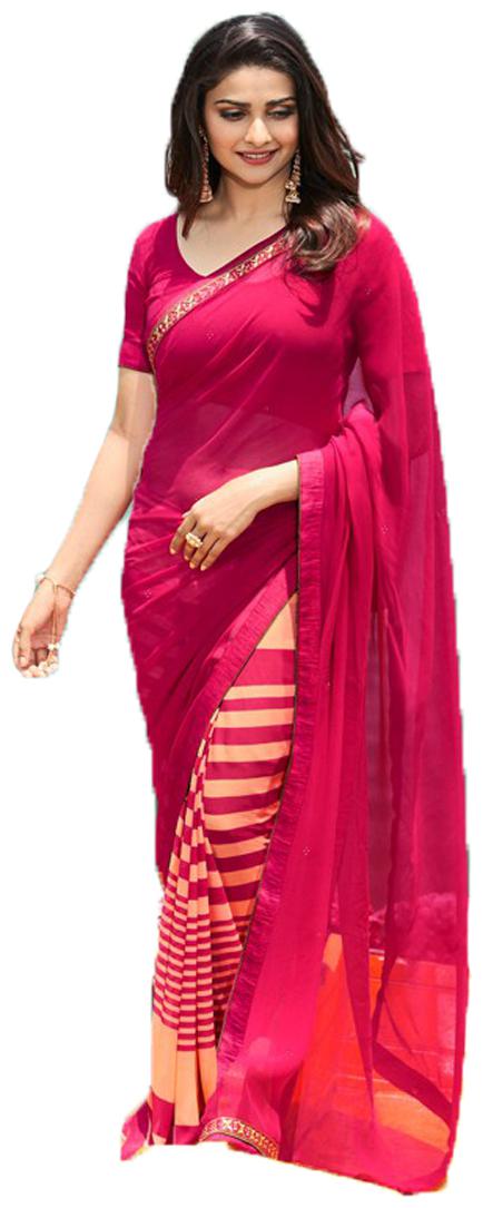 

Indian Ethnic Party wear Office wear Festival wear saree Indigo style Half half saree with Colorful Lace Border Designer Saree with Blouse