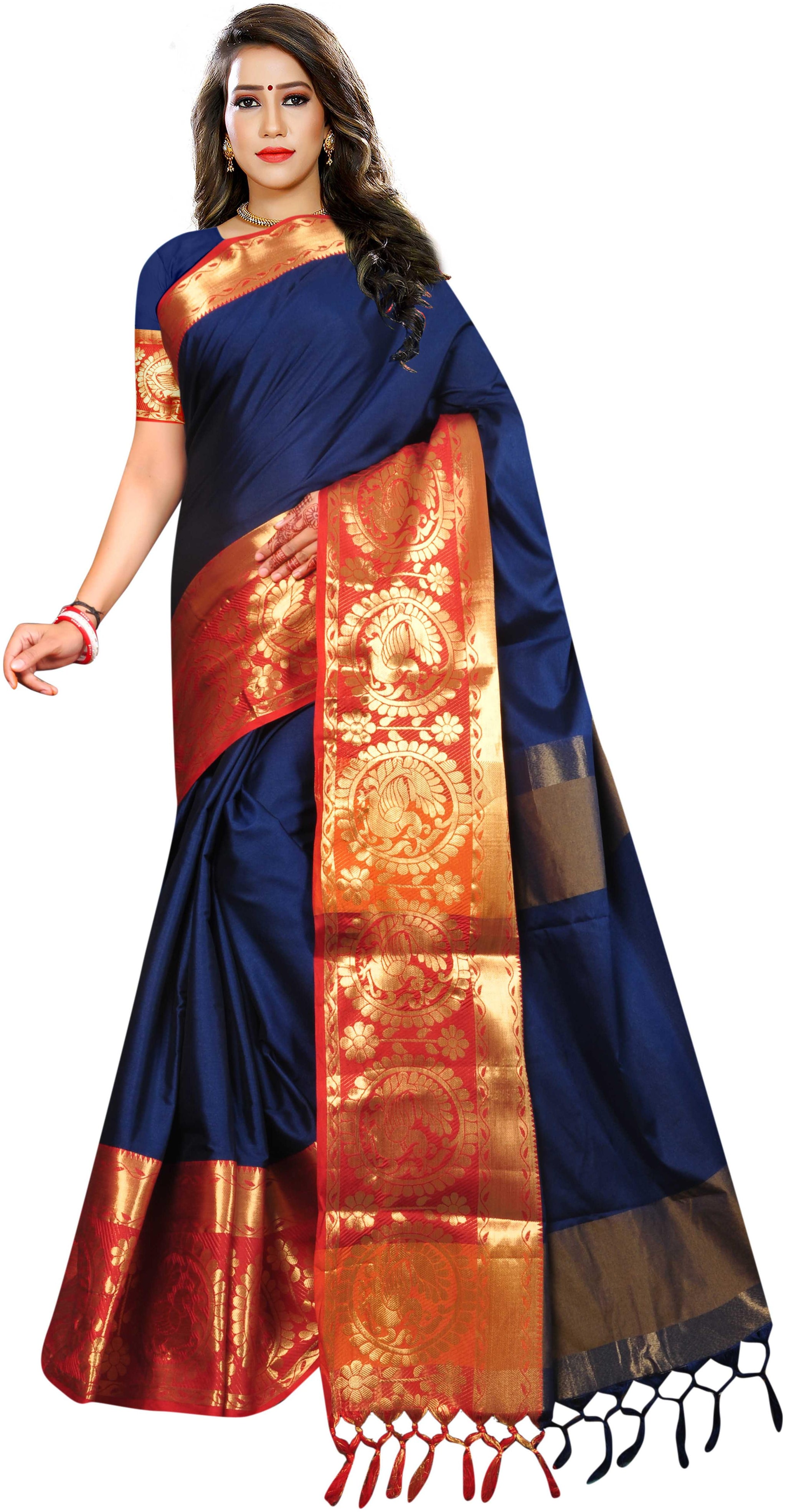 

Indian Fashionista Silk Kanchipuram Silk Tie Dye Work Saree Multi