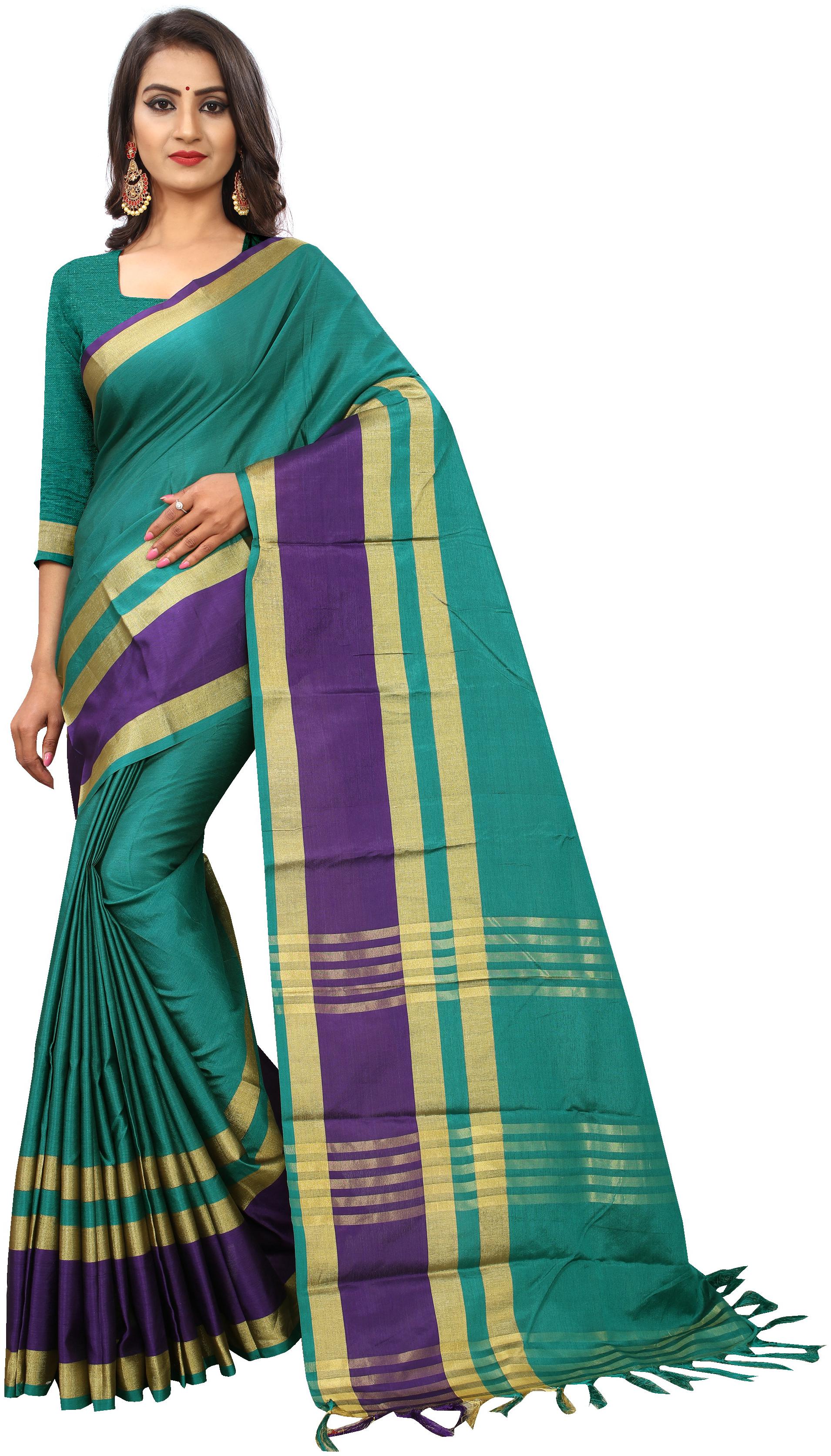 

Indian Fashionista Women Dupion Silk Top Dyed Casual Wear Saree Multi