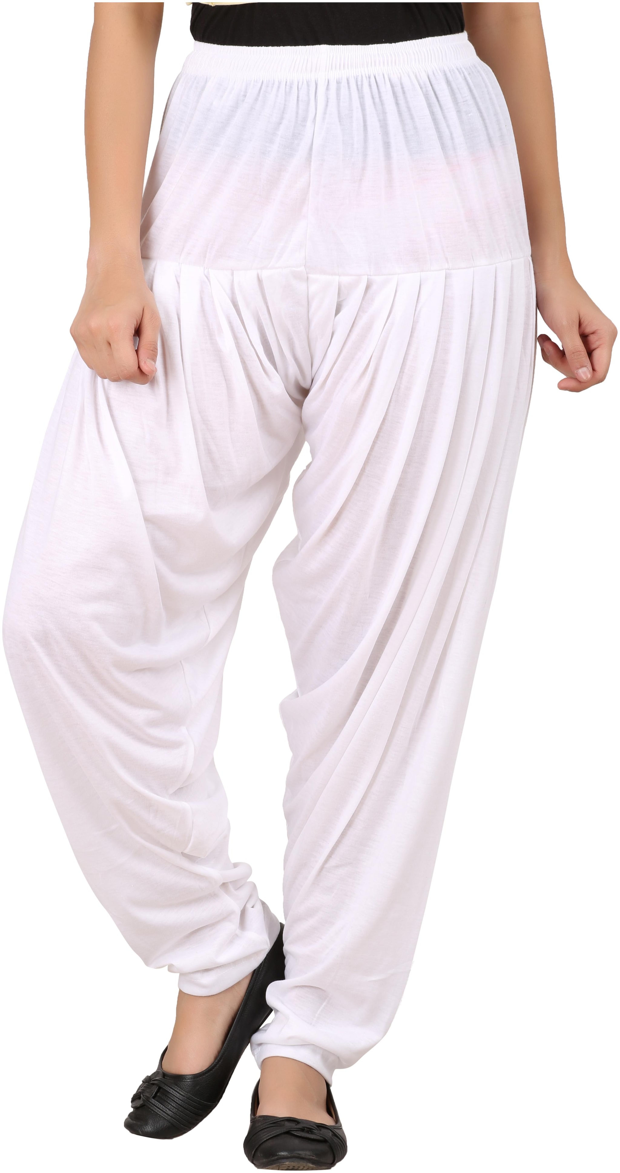 

INDIAN FLOWER Lycra Patiala - White
