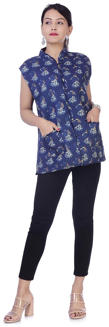 

Indian style quilted cotton jacket hand block print boho wrap quilted Reversibel jacket