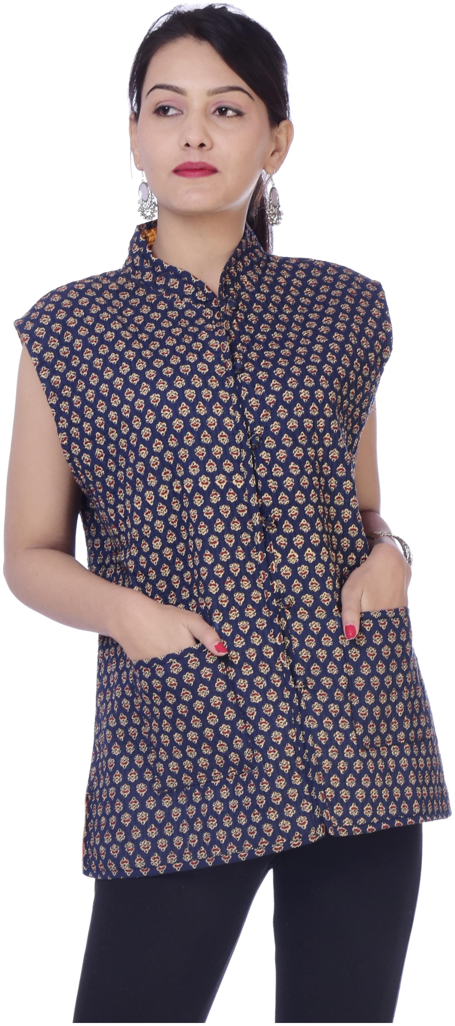 

Indian style quilted cotton jacket hand block print boho wrap quilted Reversible jacket