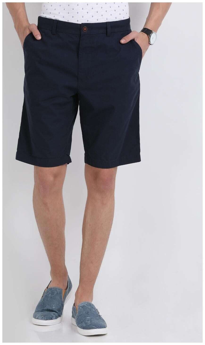 

Indian Terrain Cotton Solid Men Regular Shorts - Blue