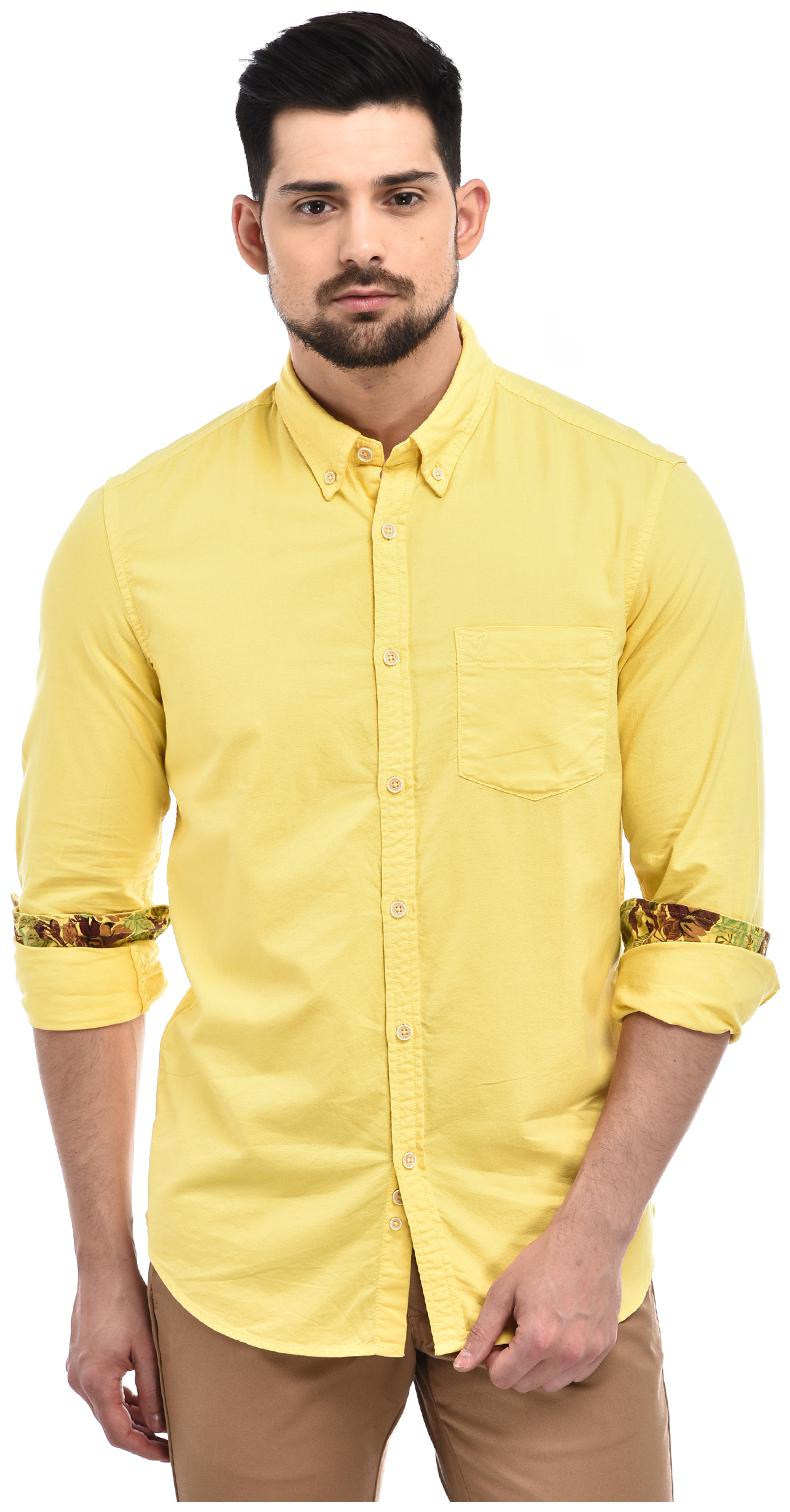 

Indian Terrain Men Yellow Solid Slim Fit Casual Shirt