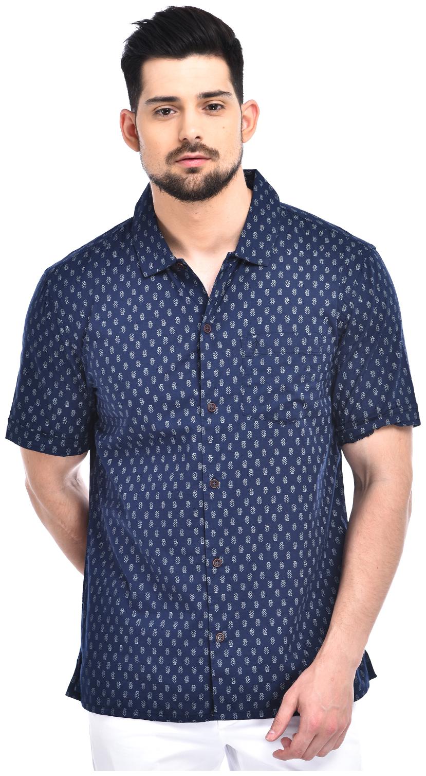 

Indian Terrain Men Blue Printed Slim Fit Casual Shirt