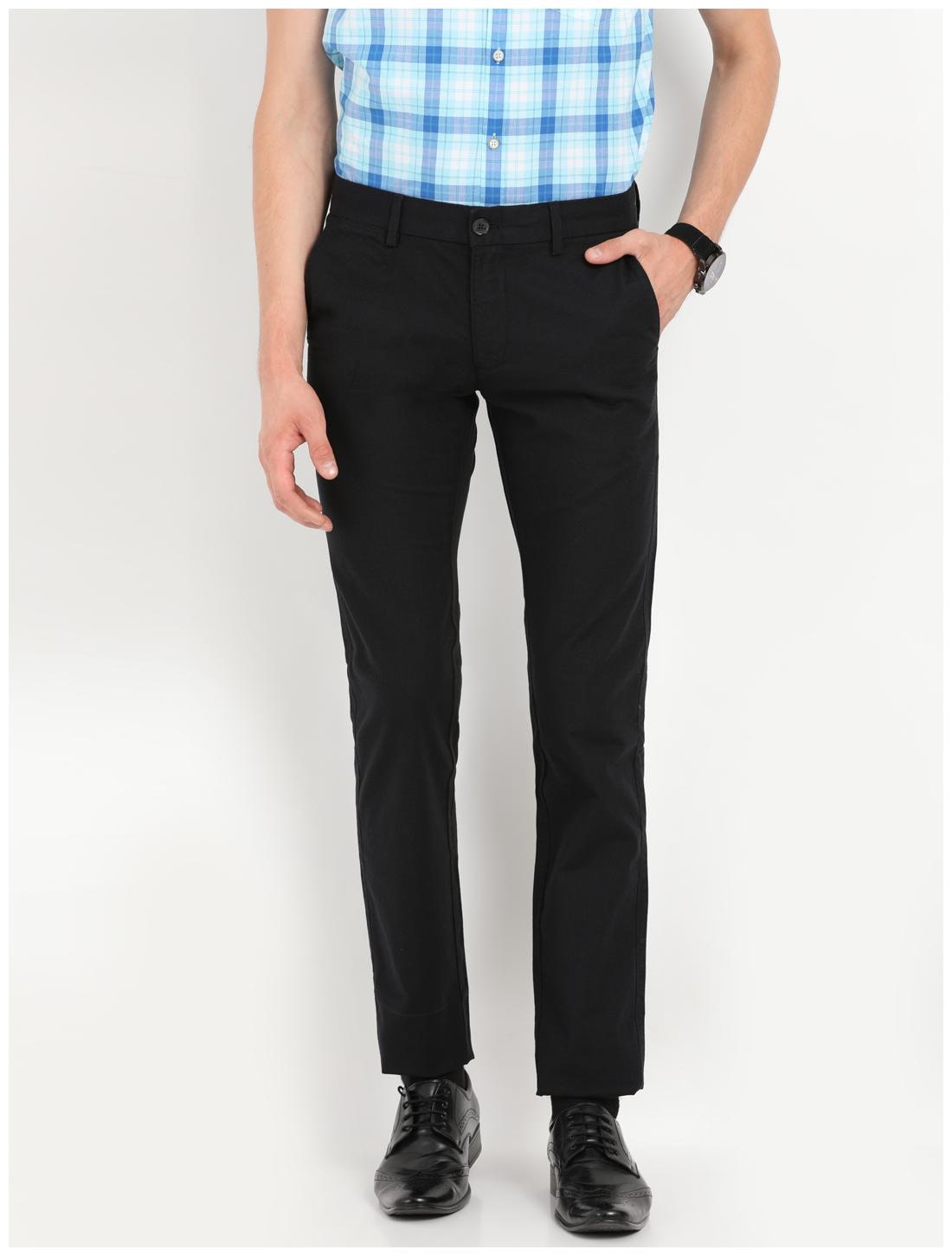 

Indian Terrain Men Black Solid Slim fit Regular trousers