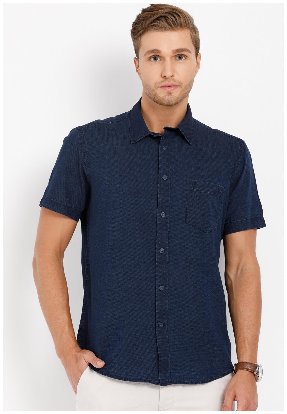 

Indian Terrain Men Blue Solid Slim Fit Casual Shirt