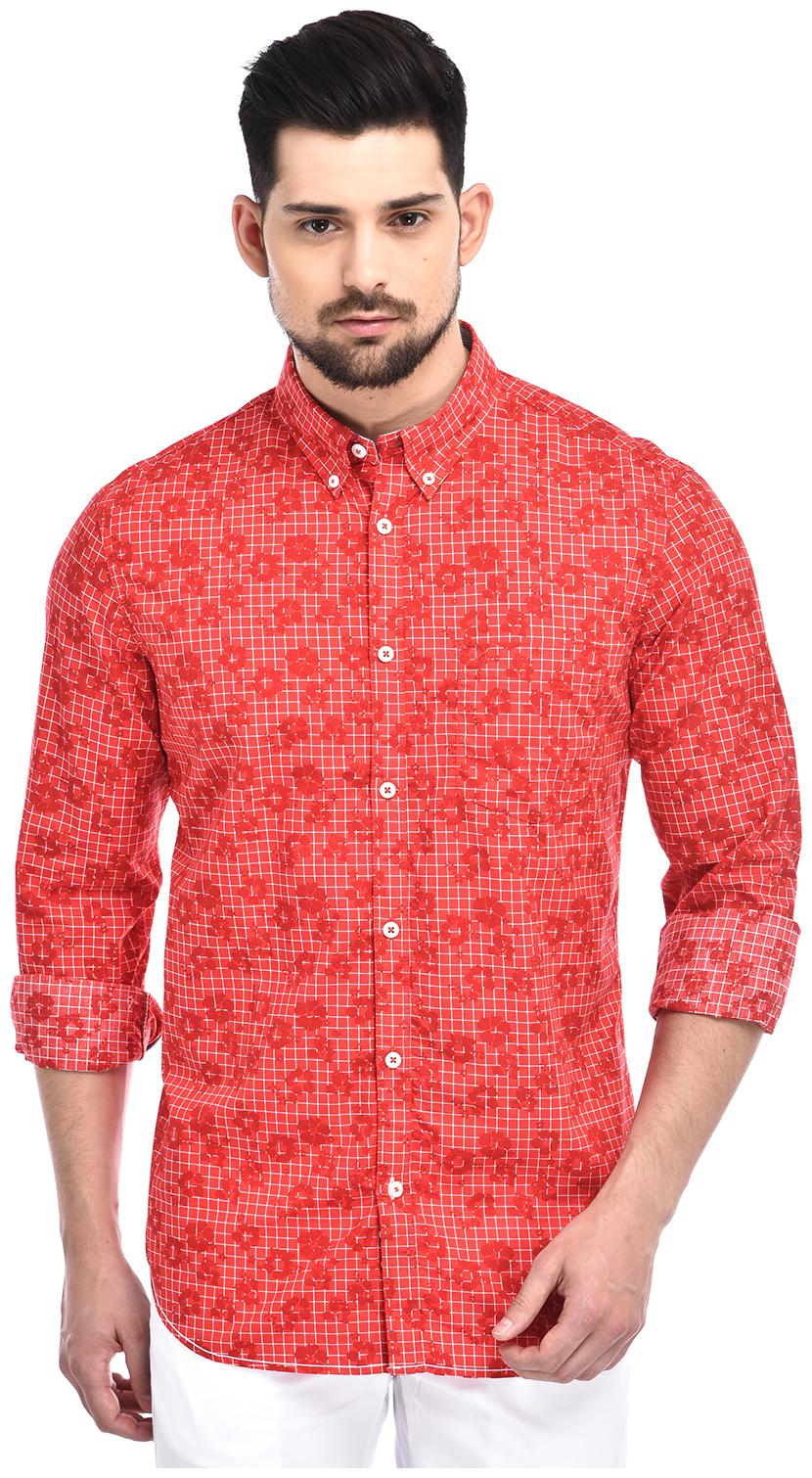 

Indian Terrain Men Red Printed Slim Fit Casual Shirt