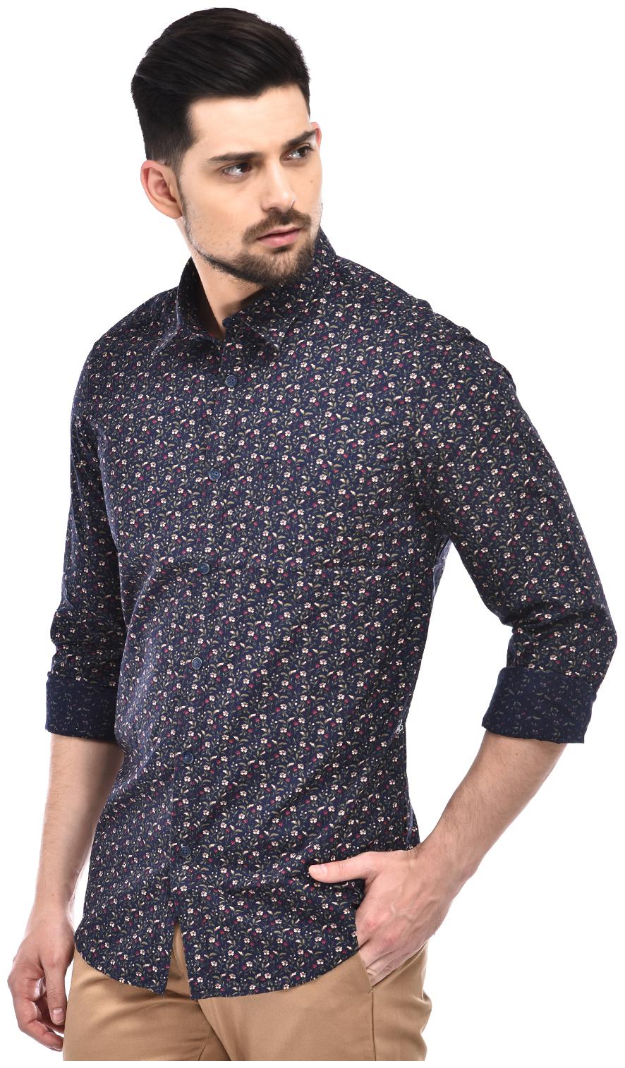 

Indian Terrain Men Blue Floral Slim Fit Casual Shirt