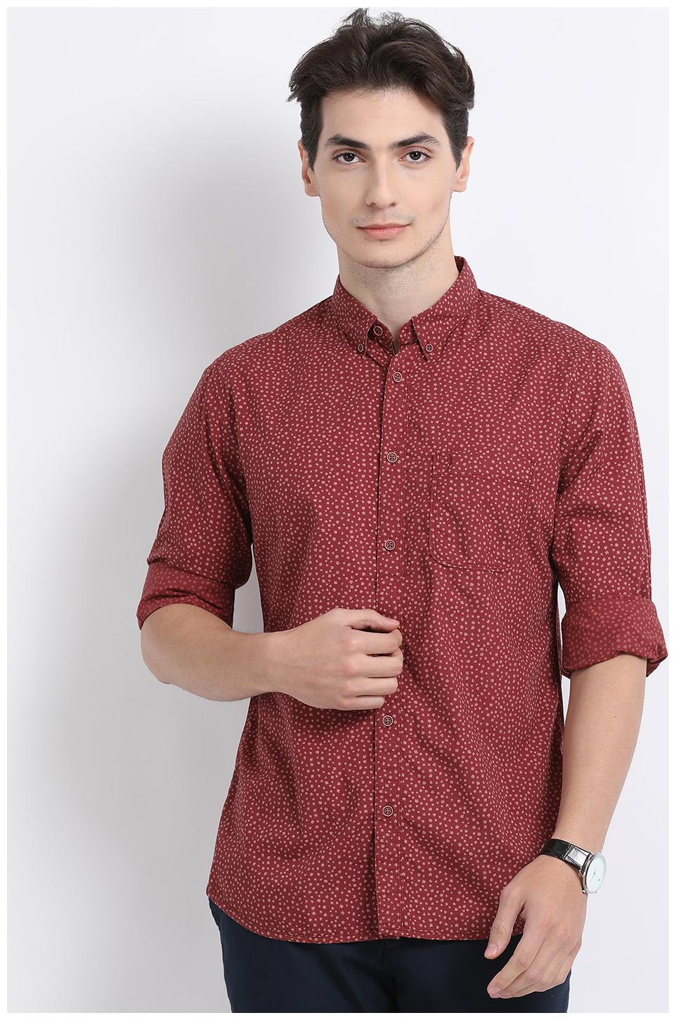 

Indian Terrain Men Red Polka Dots Slim Fit Casual Shirt