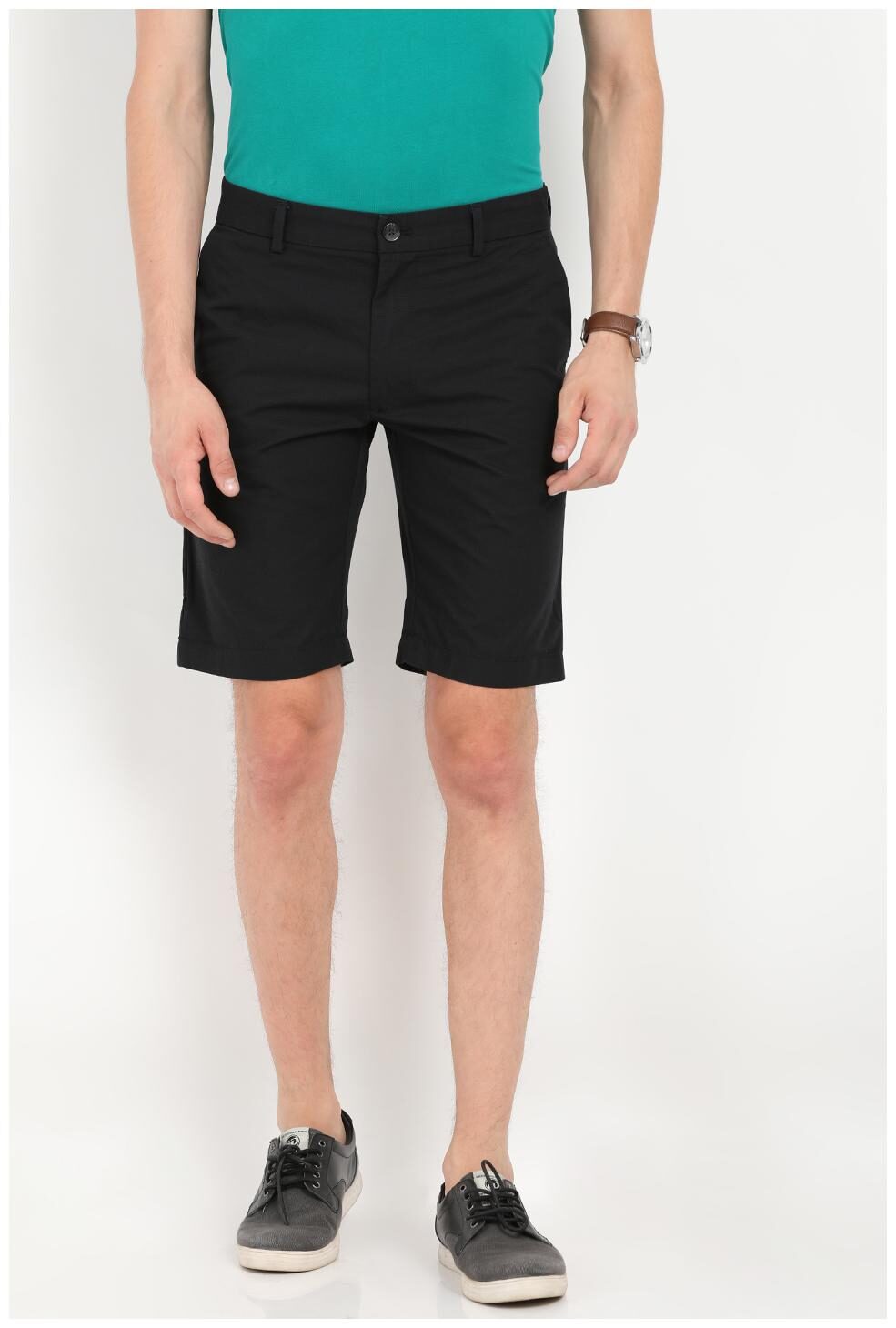 

Indian Terrain Cotton Solid Men Regular Shorts - Black