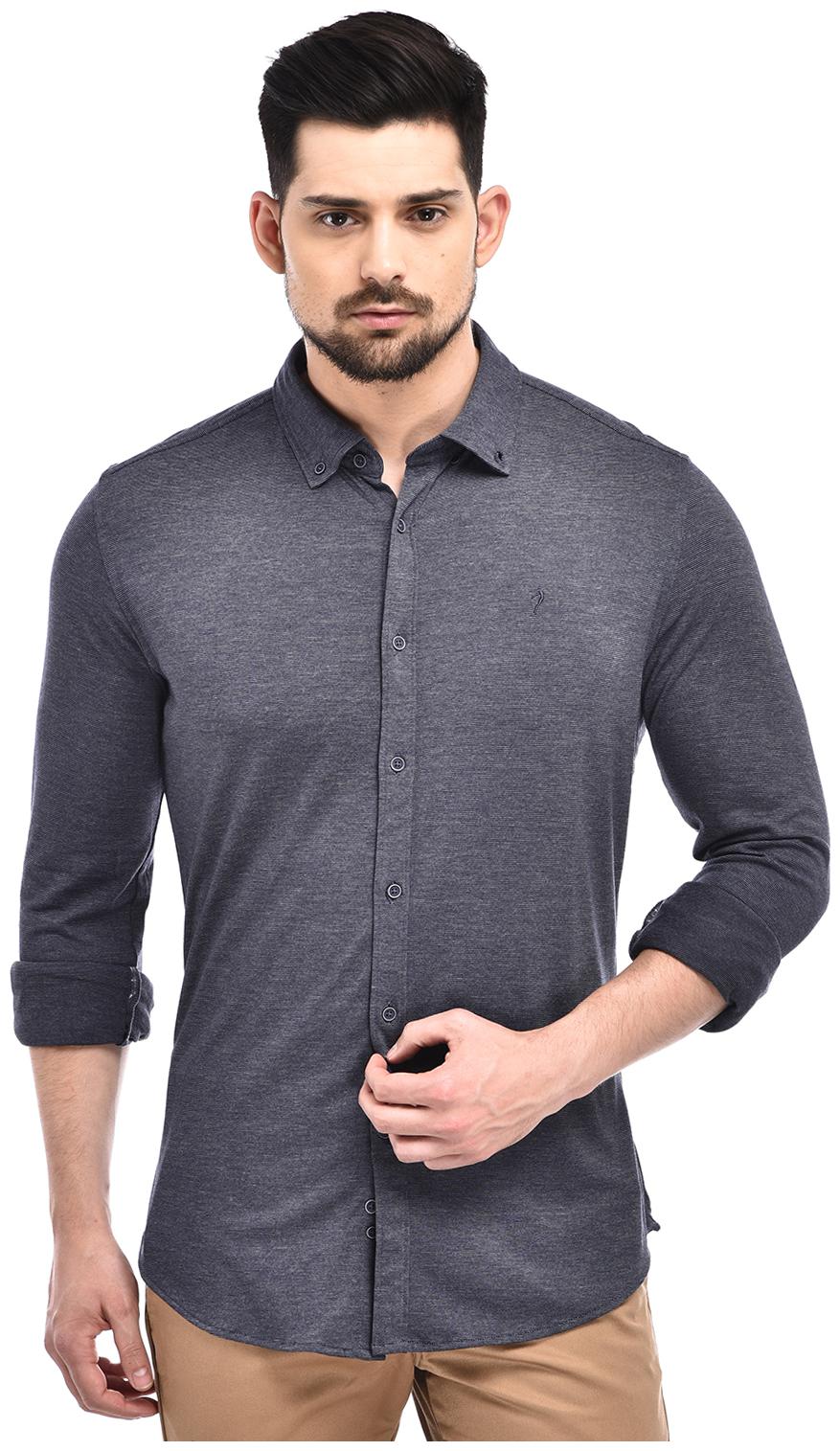

Indian Terrain Men Grey Solid Slim Fit Casual Shirt