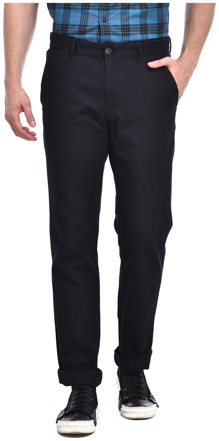 

Indian Terrain Men Black Solid Slim fit Regular trousers