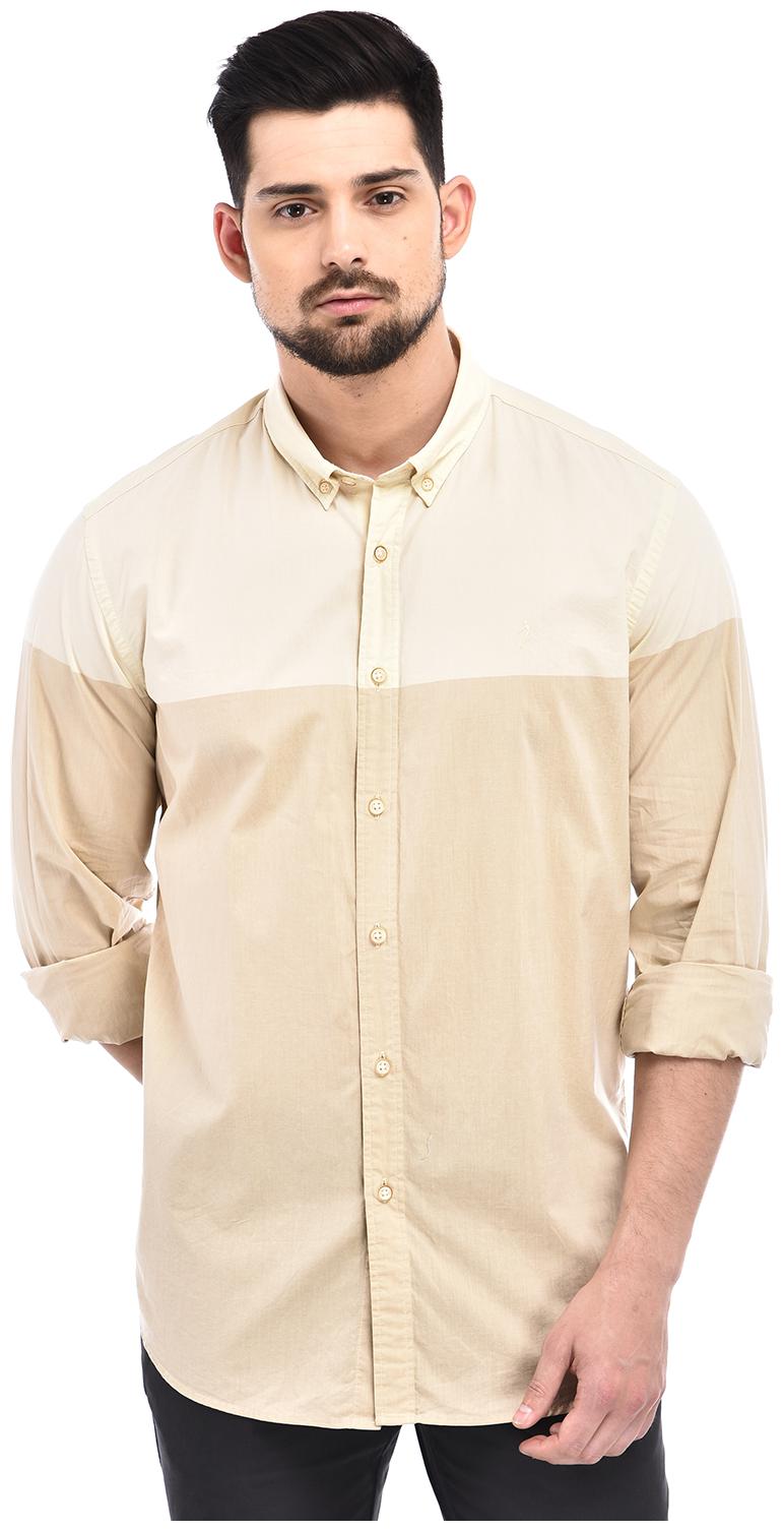 

Indian Terrain Men Beige Horizontal Stripes Slim Fit Casual Shirt