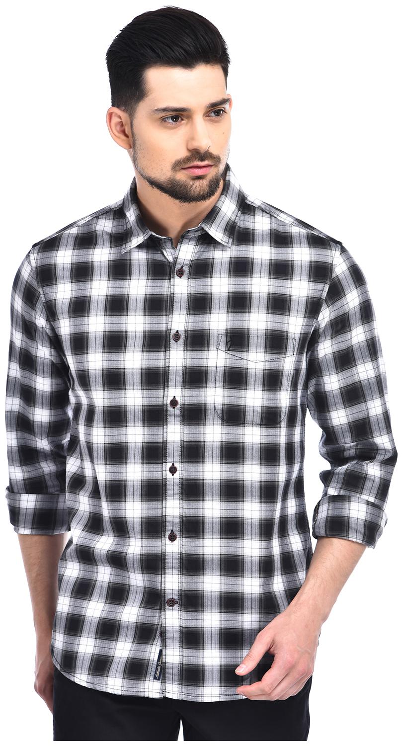 

Indian Terrain Men Black White Checked Slim Fit Casual Shirt