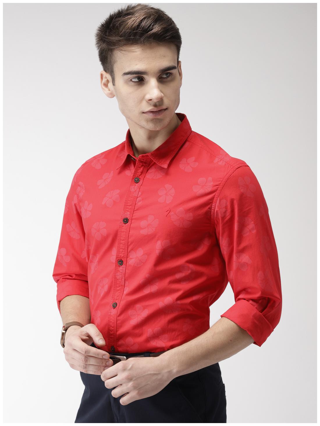 

Indian Terrain Men Red Floral Slim Fit Casual Shirt