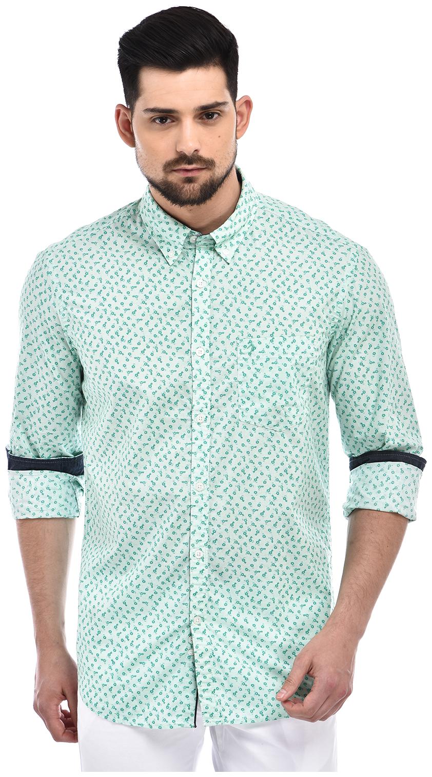 

Indian Terrain Men Green Printed Slim Fit Casual Shirt
