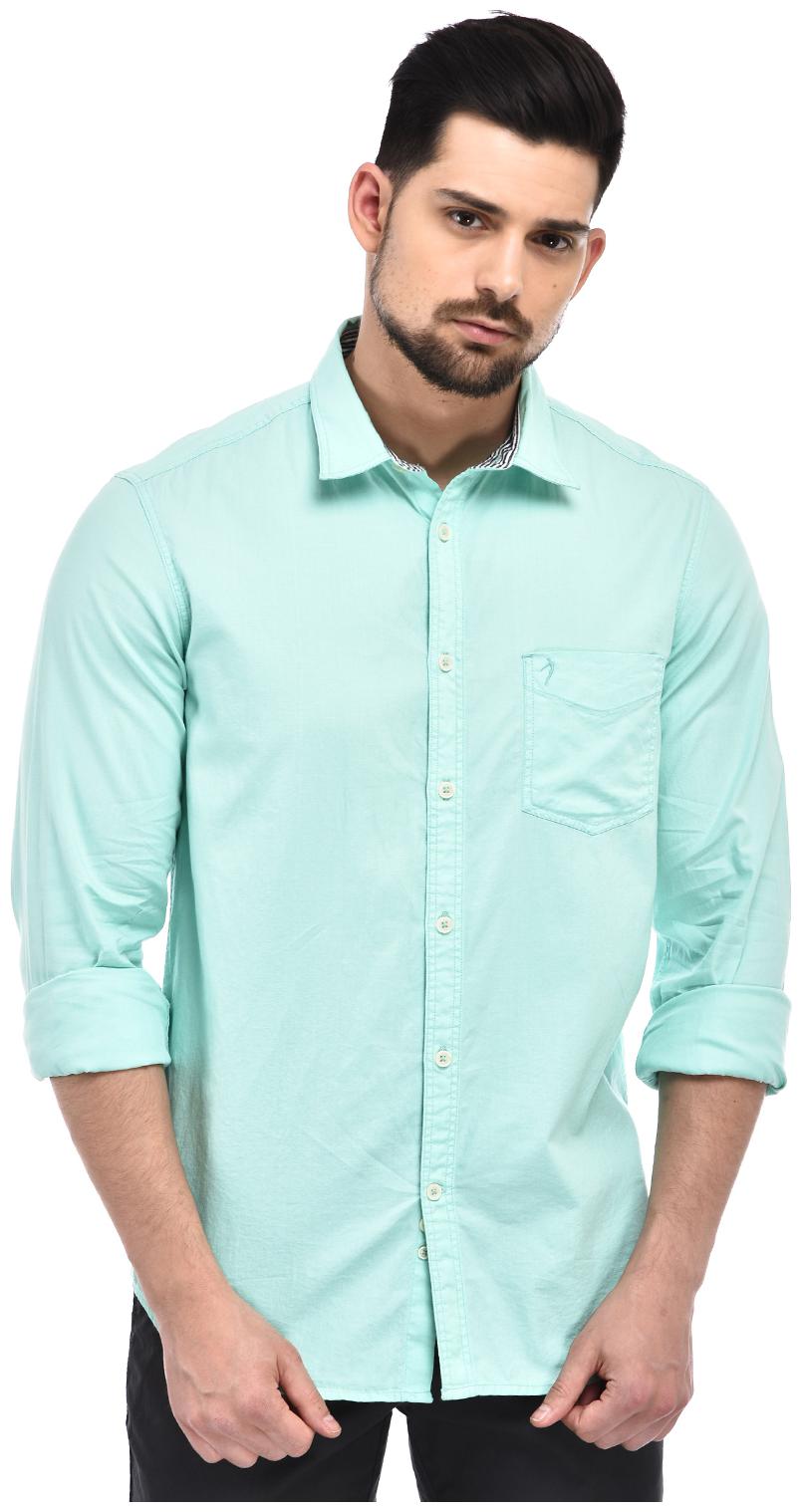 

Indian Terrain Men Green Solid Slim Fit Casual Shirt