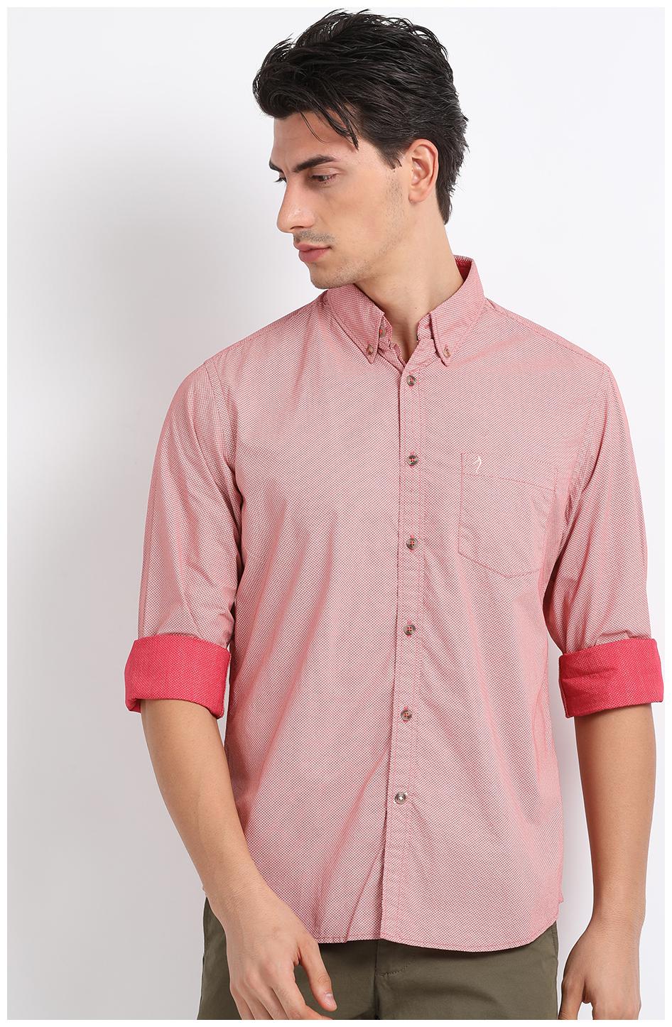 

Indian Terrain Men Pink Printed Slim Fit Casual Shirt