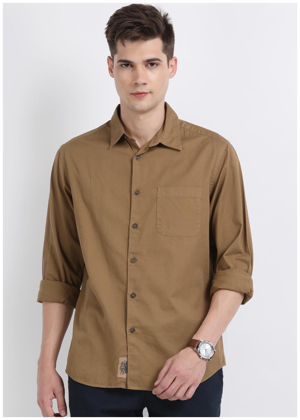 

Indian Terrain Men Beige Solid Slim Fit Casual Shirt