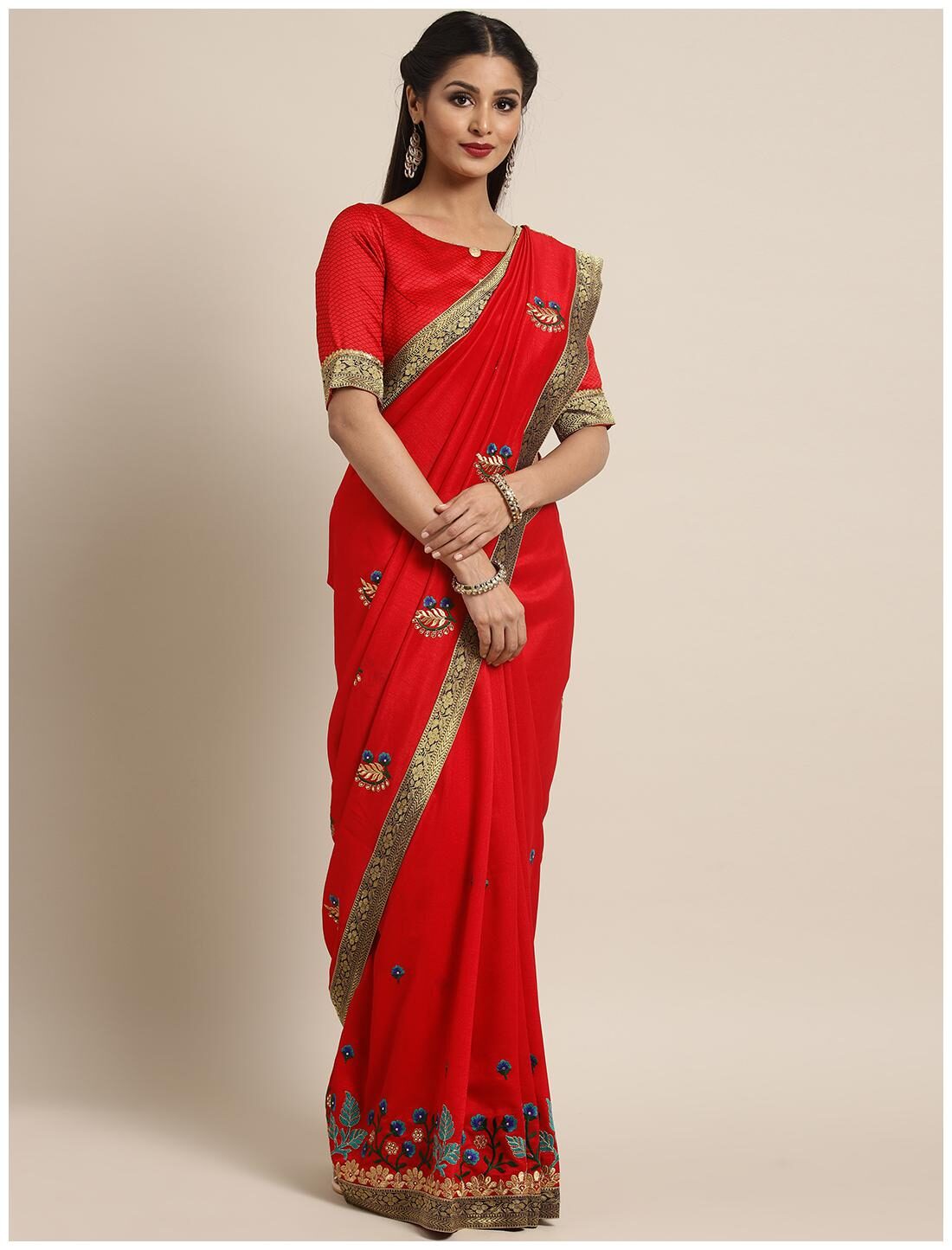 

Indian Women Silk Universal Saree Red
