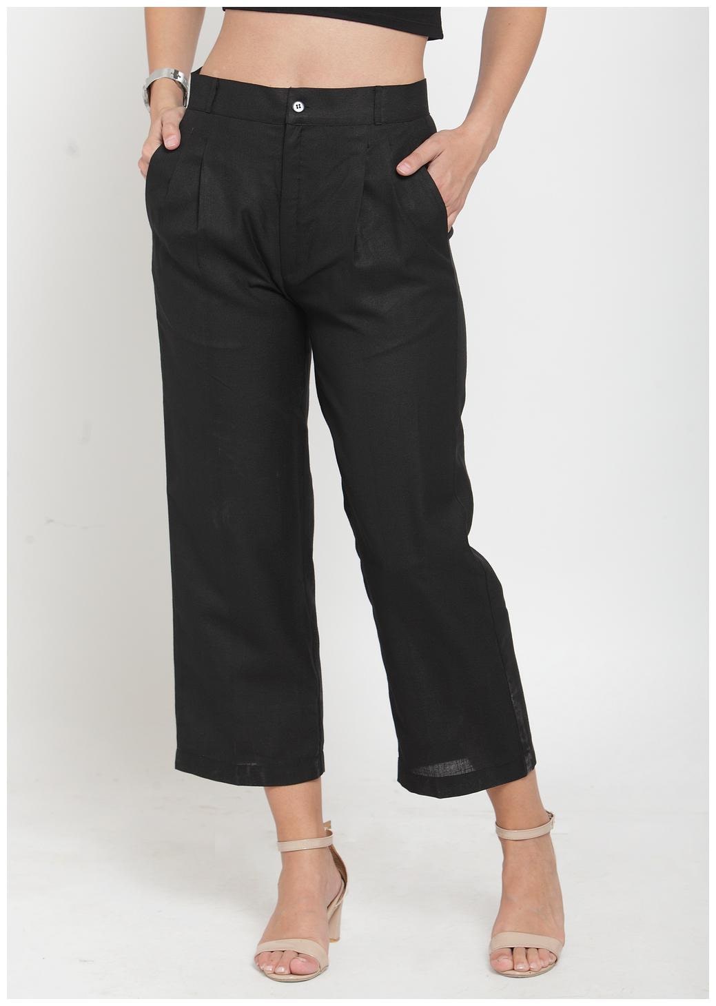 

Indibelle Women Black Regular fit Regular trousers