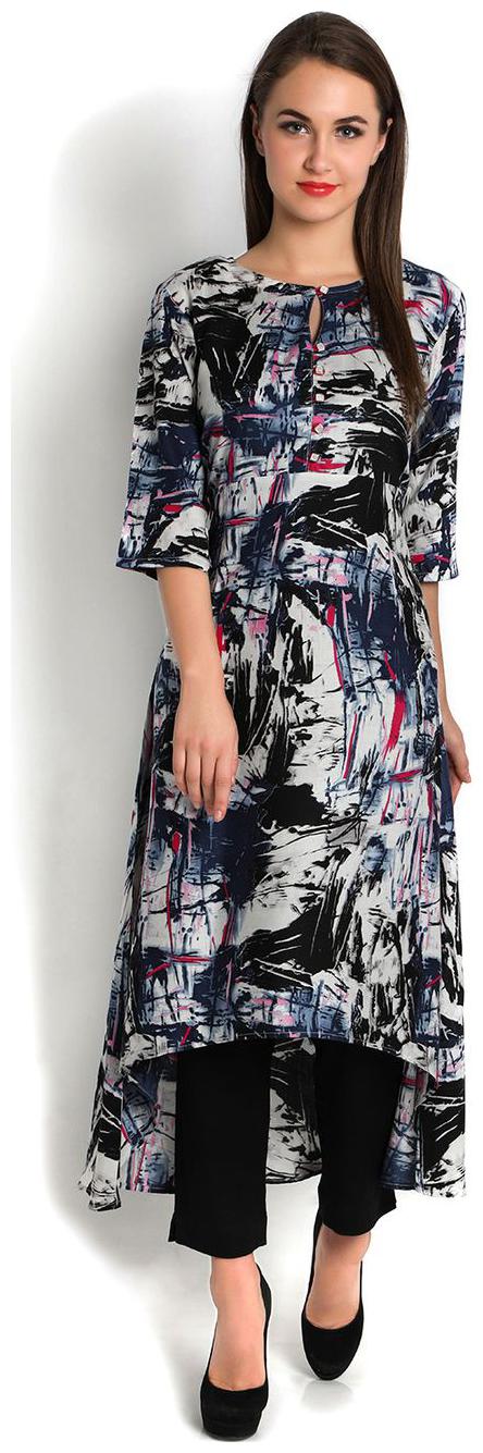 

Indibelle Women Blue Abstract Regular Kurta