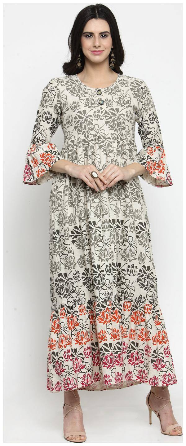 Indibelle White Floral A-line dress