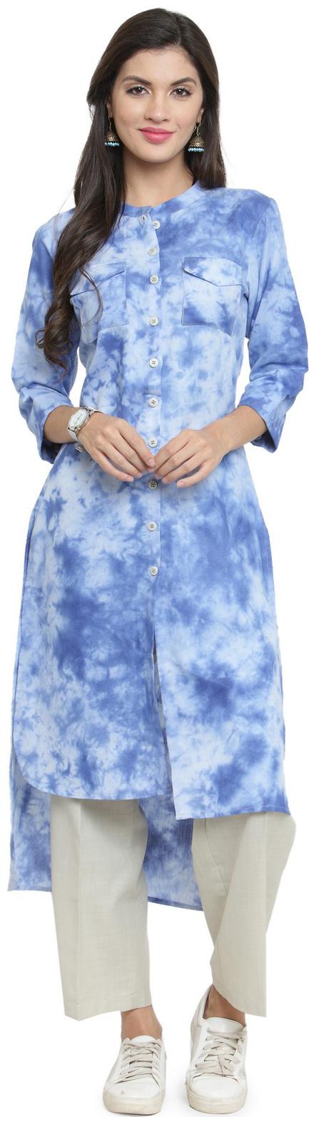 

Indibelle Women Blue Solid Regular Kurta