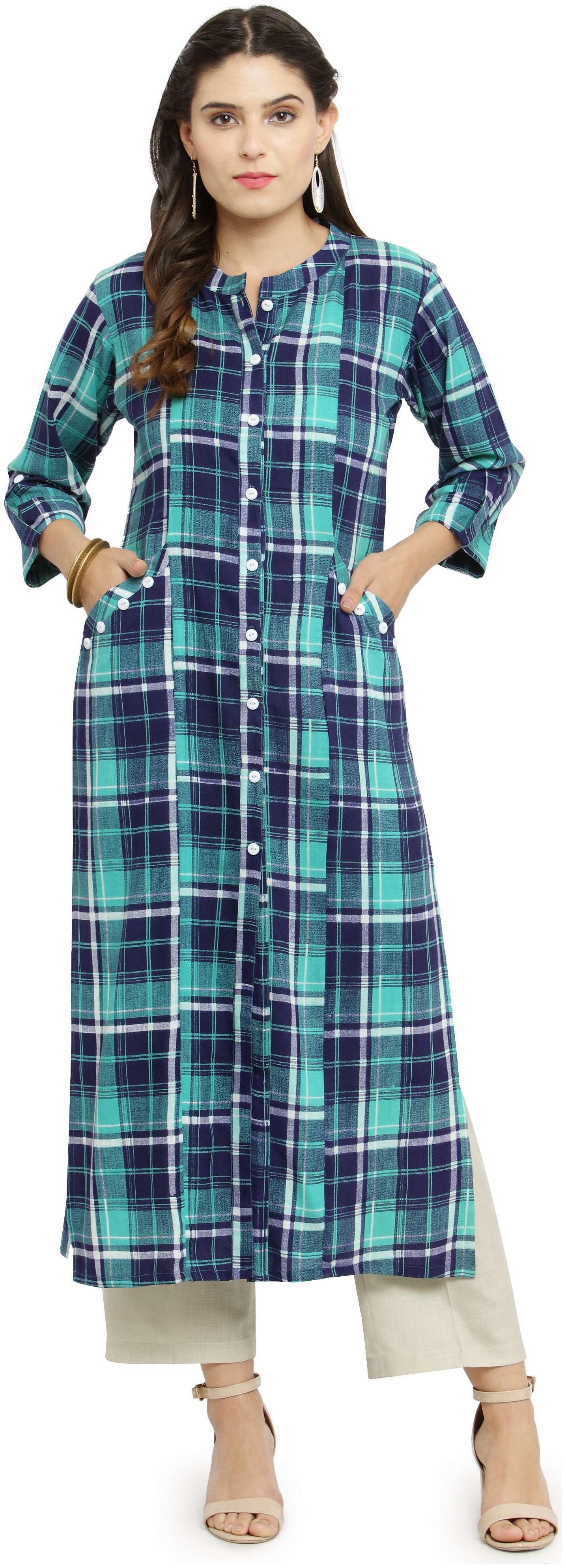 

Indibelle Green Rayon Straight Shirt Style kurta With Ankle Length Trouser