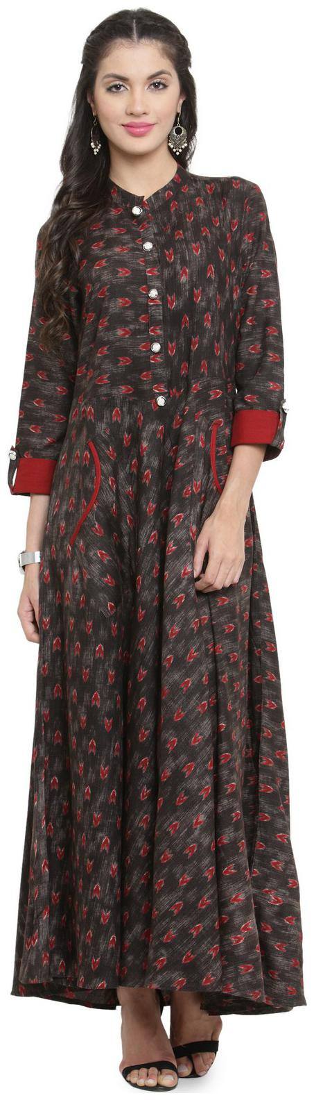 Indibelle Grey Printed Maxi dress