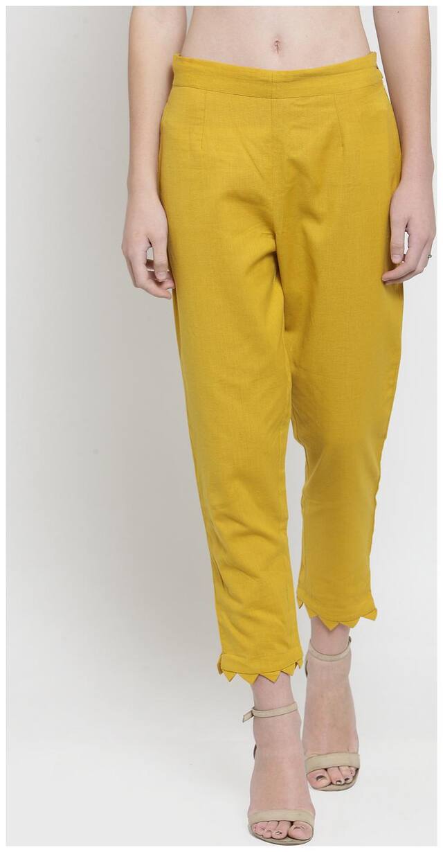 Indibelle Women Mustard Regular fit Regular trousers