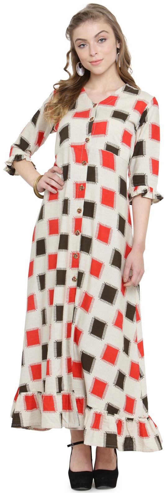 

Indibelle White Printed Maxi dress