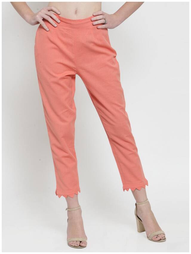 Indibelle Women Peach Regular fit Regular trousers