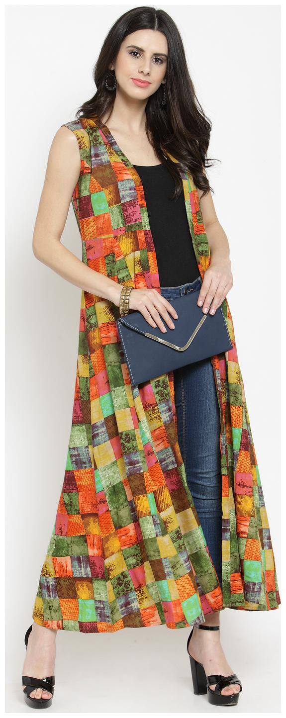Indibelle Rayon Multicolour Printed Shrug
