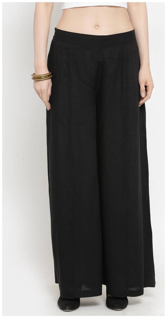 Indibelle Rayon Solid Women Palazzos - Black