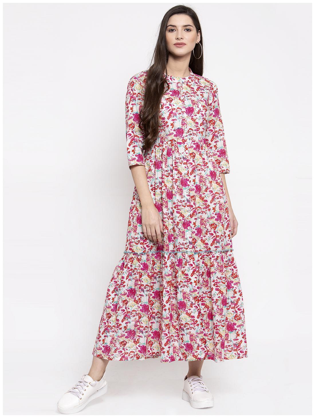

Indibelle Pink Floral Maxi dress