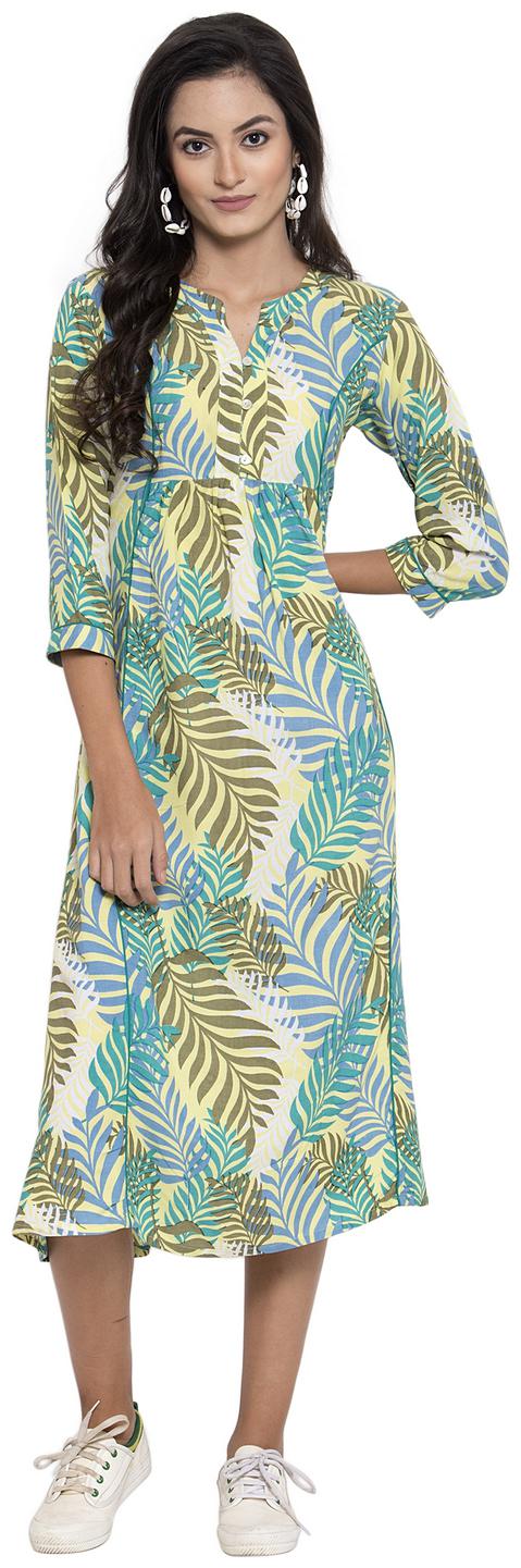 

Indibelle Women Viscose Rayon Regular A Line Dress (Multicolor)