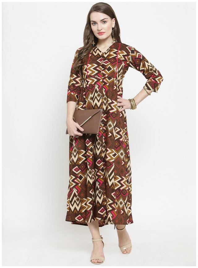 Indibelle Multi Printed A-line dress
