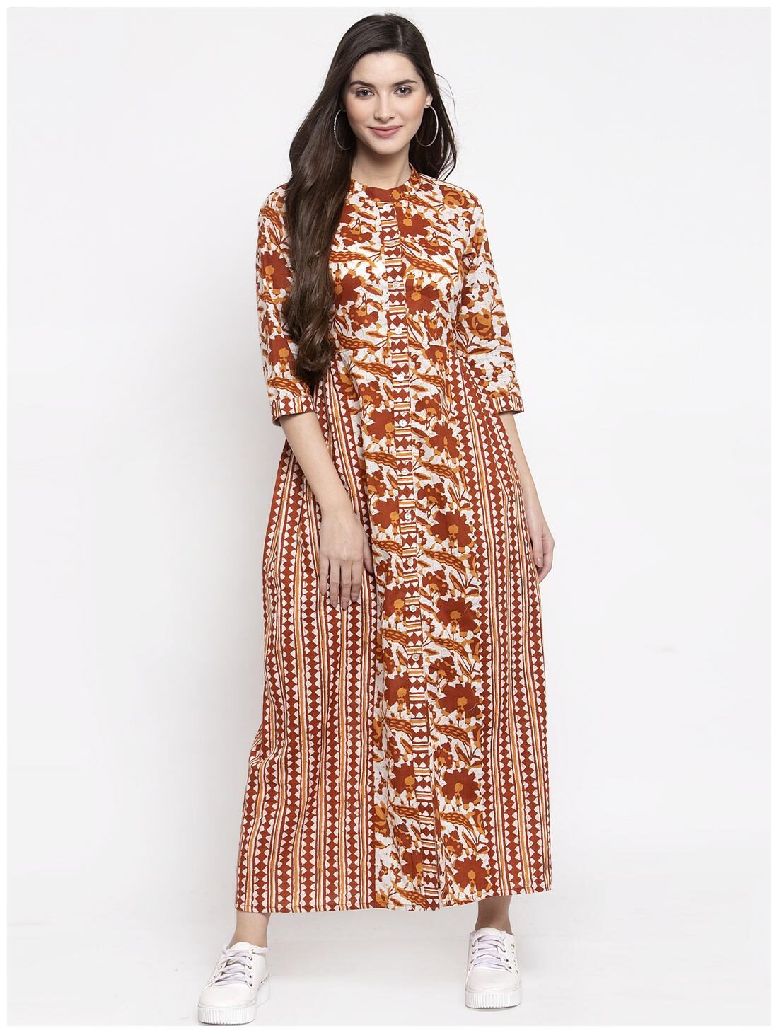 

Indibelle Brown Floral Maxi dress