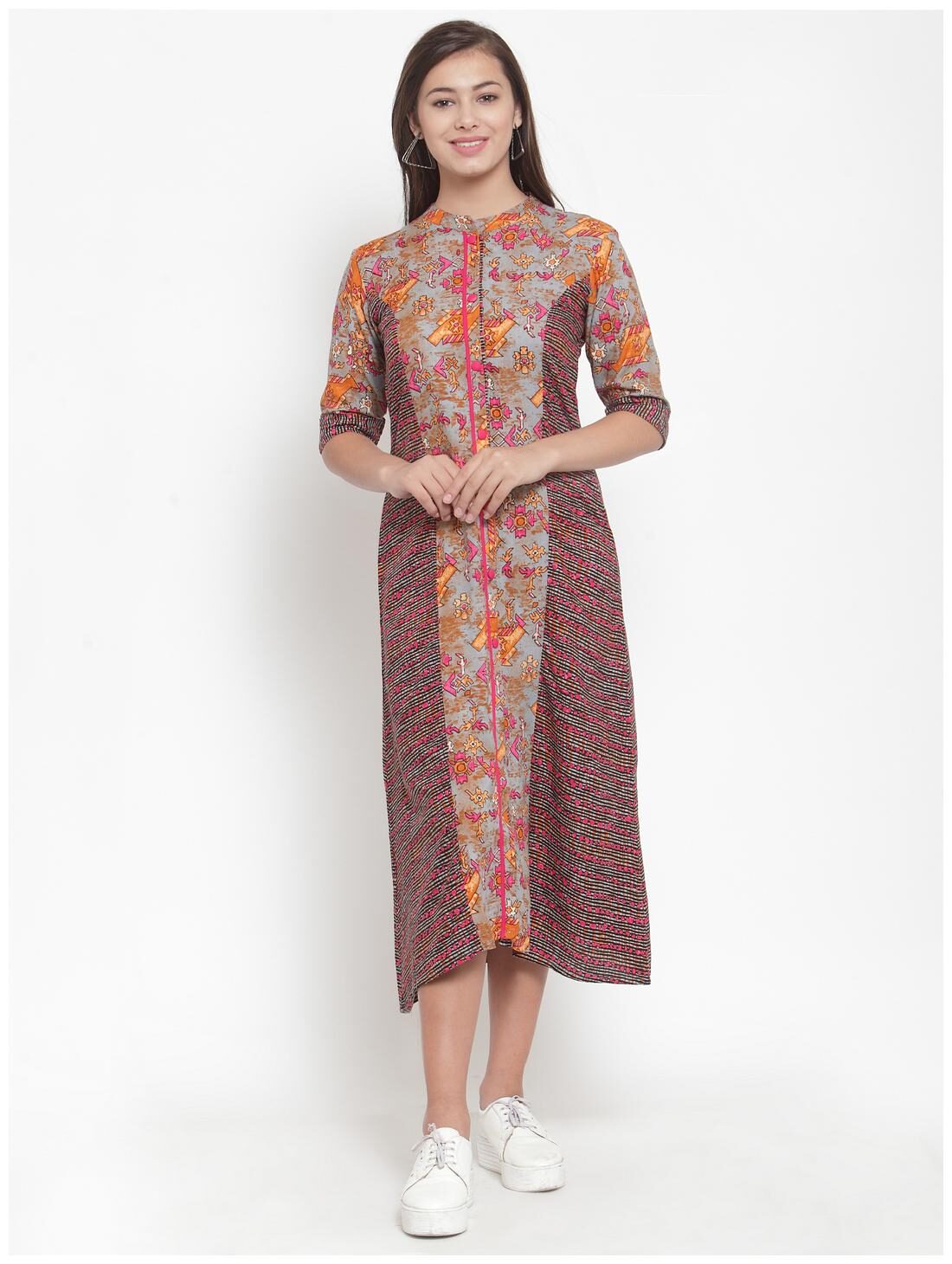 

Indibelle Women Viscose Rayon Regular A Line Dress (Multicolor)