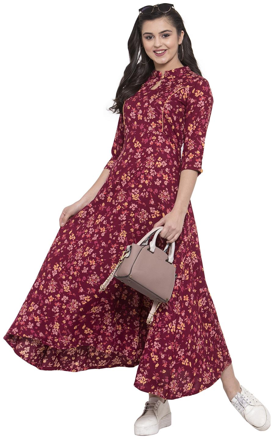 

Indibelle Red Floral Maxi dress