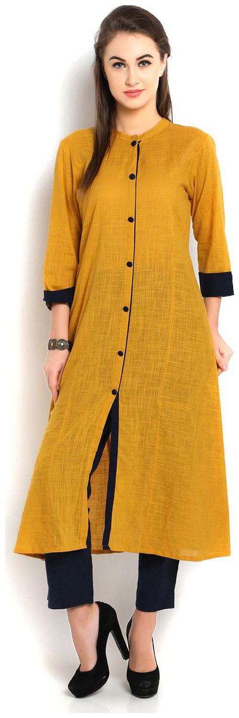 

Indibelle Women Yellow Solid Straight Kurta