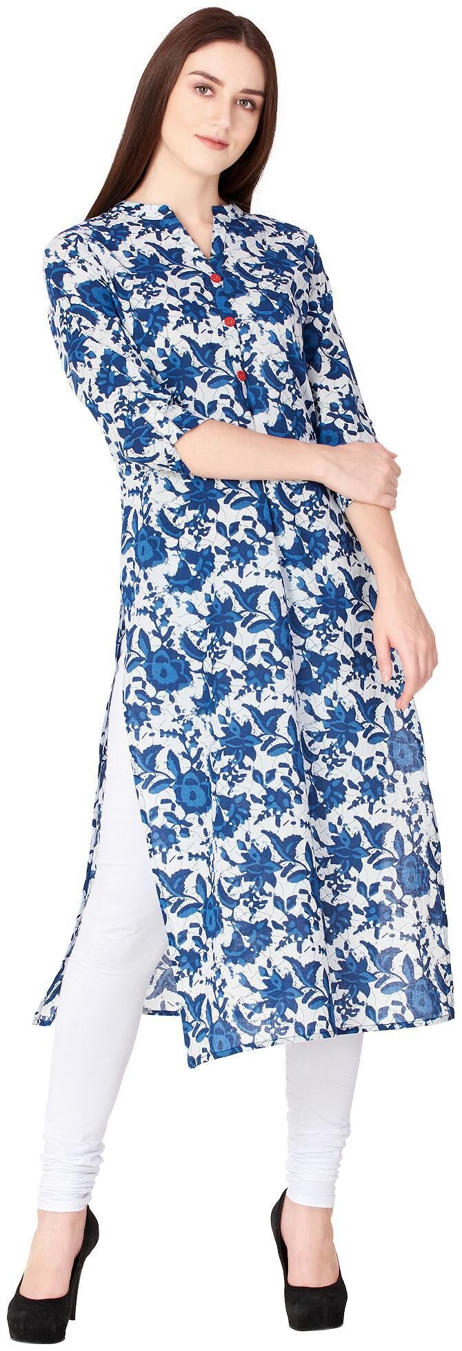 

GOD BLESS Women Blue Floral Straight Kurta