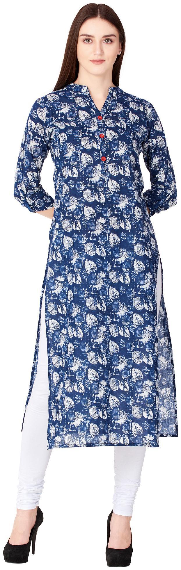 

GOD BLESS Women Blue Printed Straight Kurta