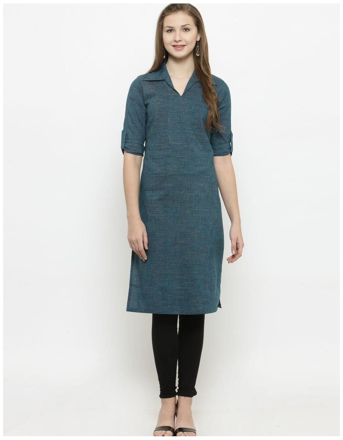 

Indigo Cotton Shirt Collar kurti